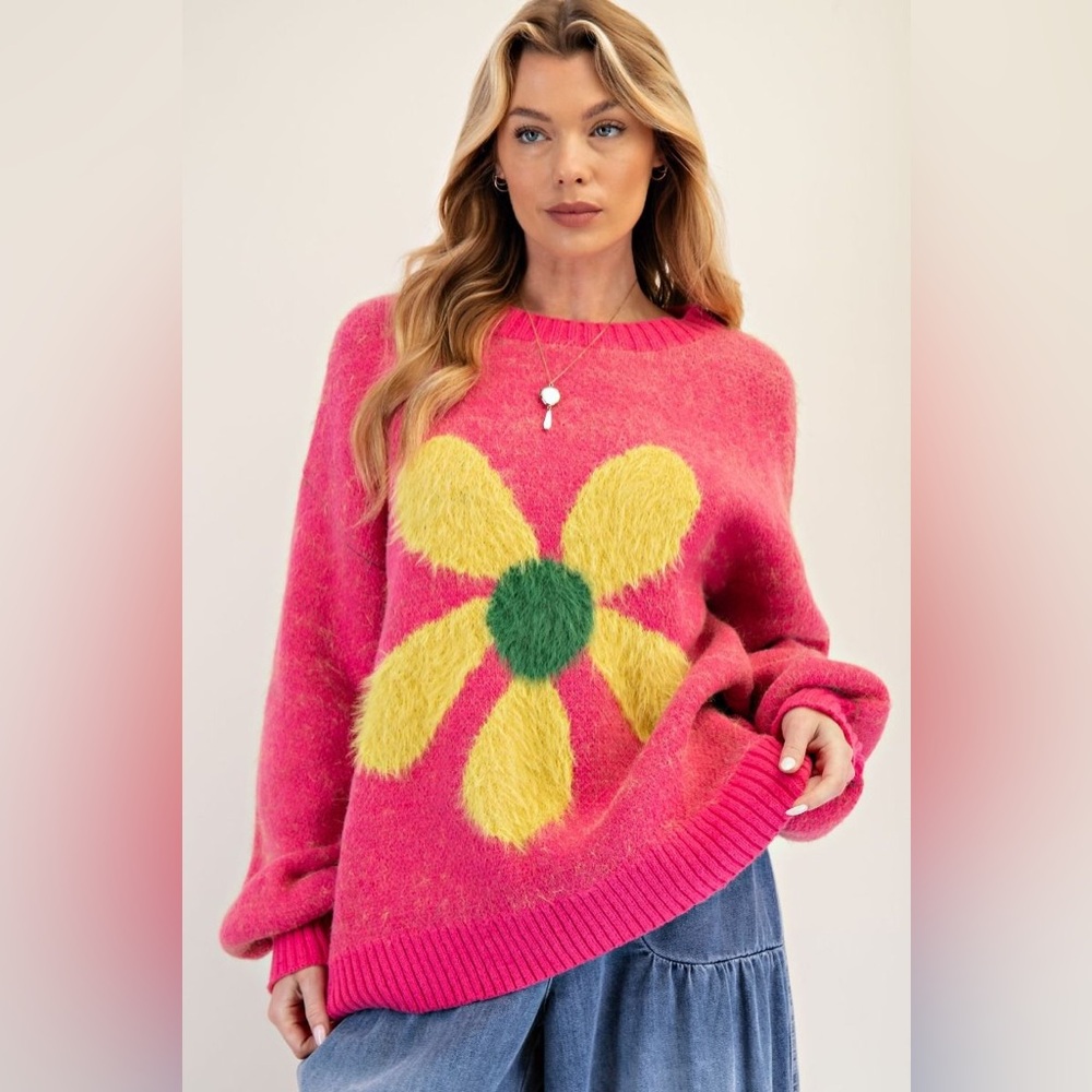 #051 Last 1! Easel Daisy Knit Sweater - Picture 4 of 5